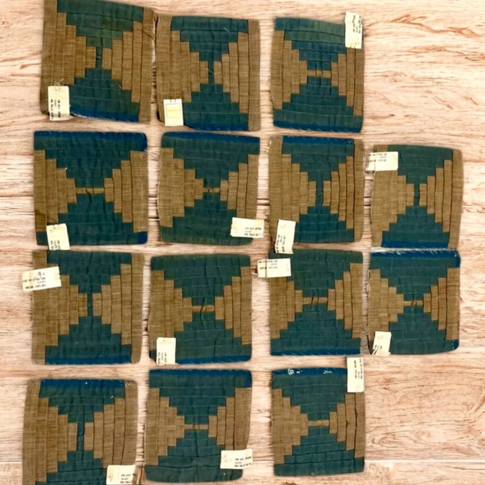 14 Antique Log Cabin Early Madder Quilt Top Patchwork Samples 5” X 5” New